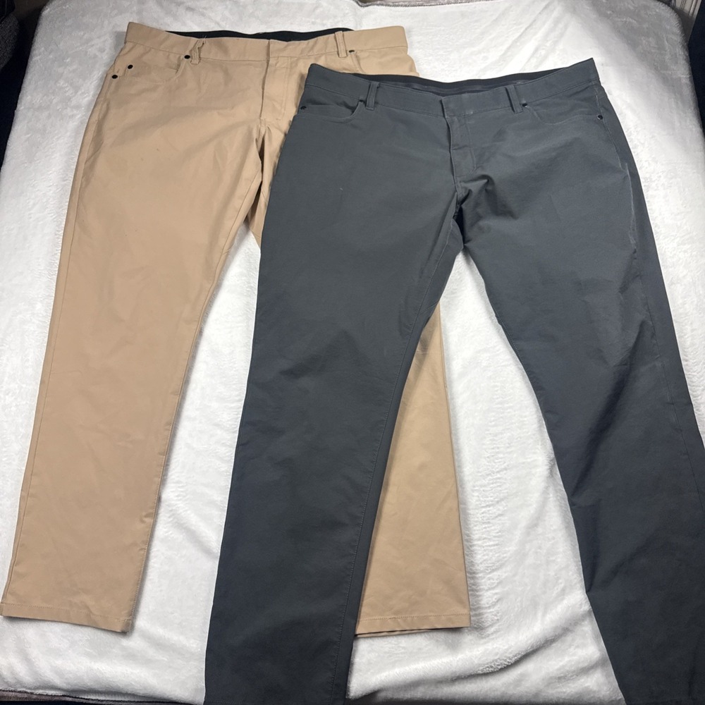 Nike Golf Flex Pants Lot of 2 Men 40x32 Slim Fit Gray & Tan Stretch Casual EUC